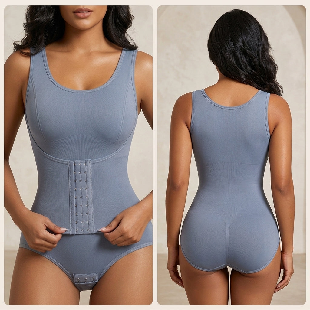 Corset Waist Zip-Up Bodysuit