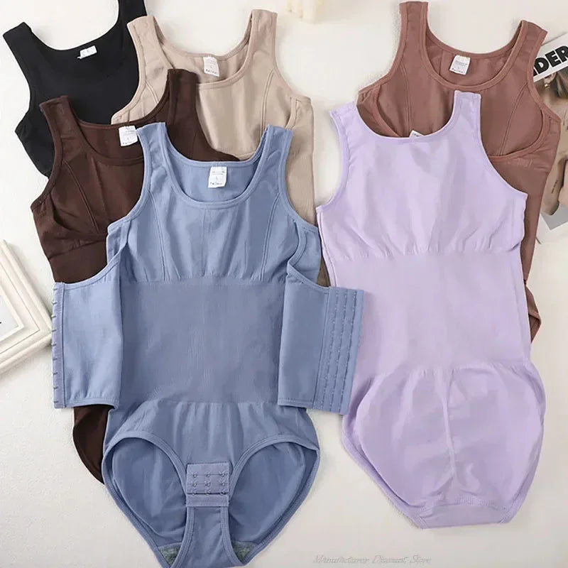 Corset Waist Zip-Up Bodysuit