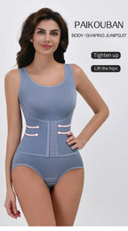 Corset Waist Zip-Up Bodysuit