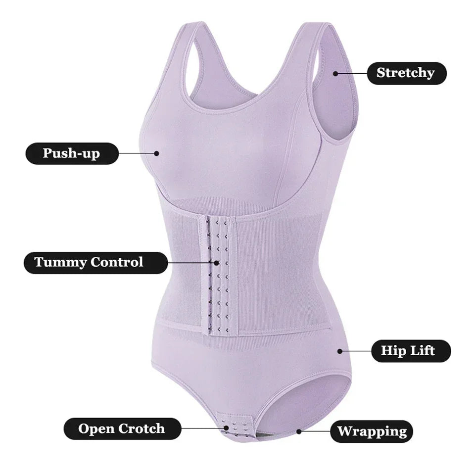 Corset Waist Zip-Up Bodysuit