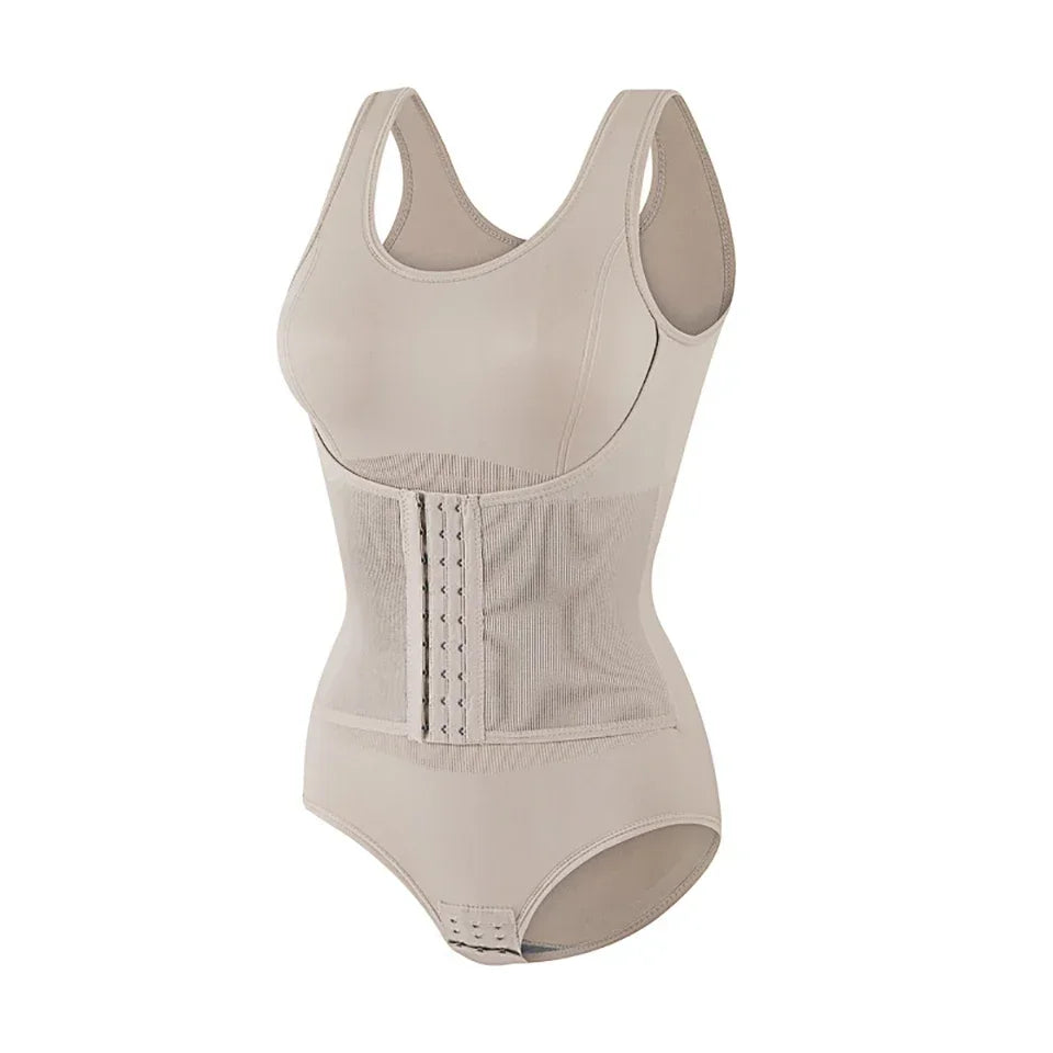 Corset Waist Zip-Up Bodysuit