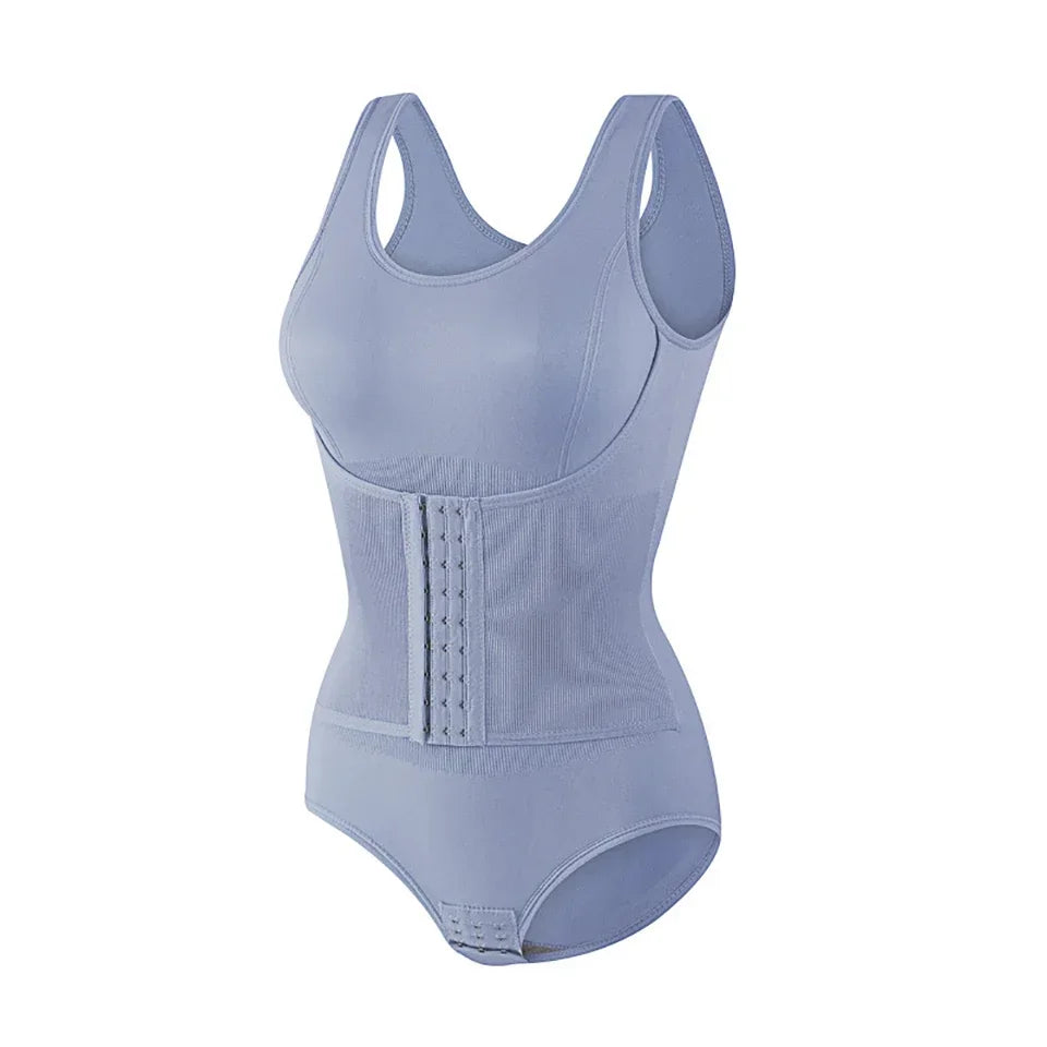Corset Waist Zip-Up Bodysuit