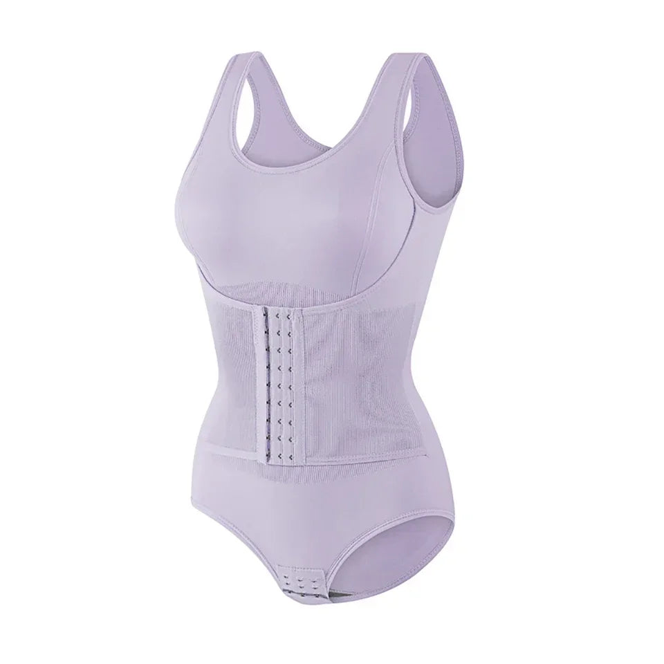 Corset Waist Zip-Up Bodysuit
