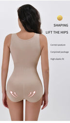 Corset Waist Zip-Up Bodysuit